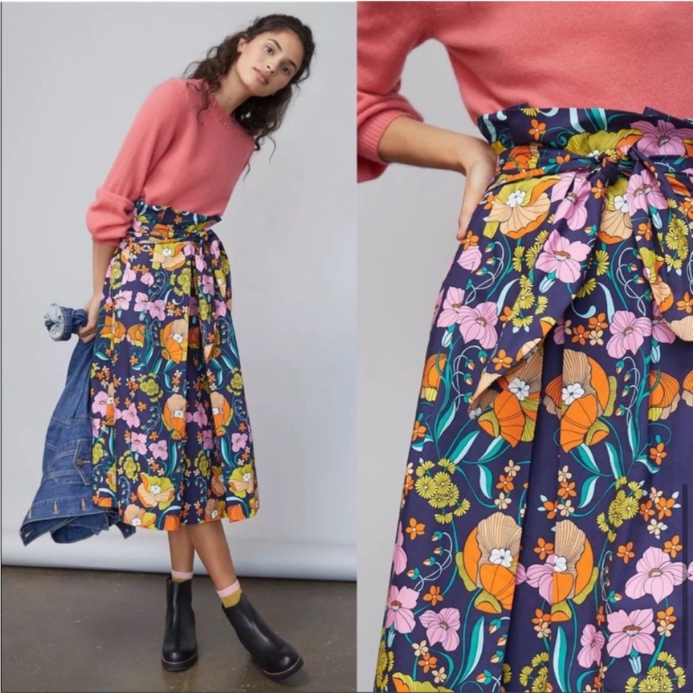 Anthropologie Corey Lynn Calter Kyla Paperbag Midi Skirt